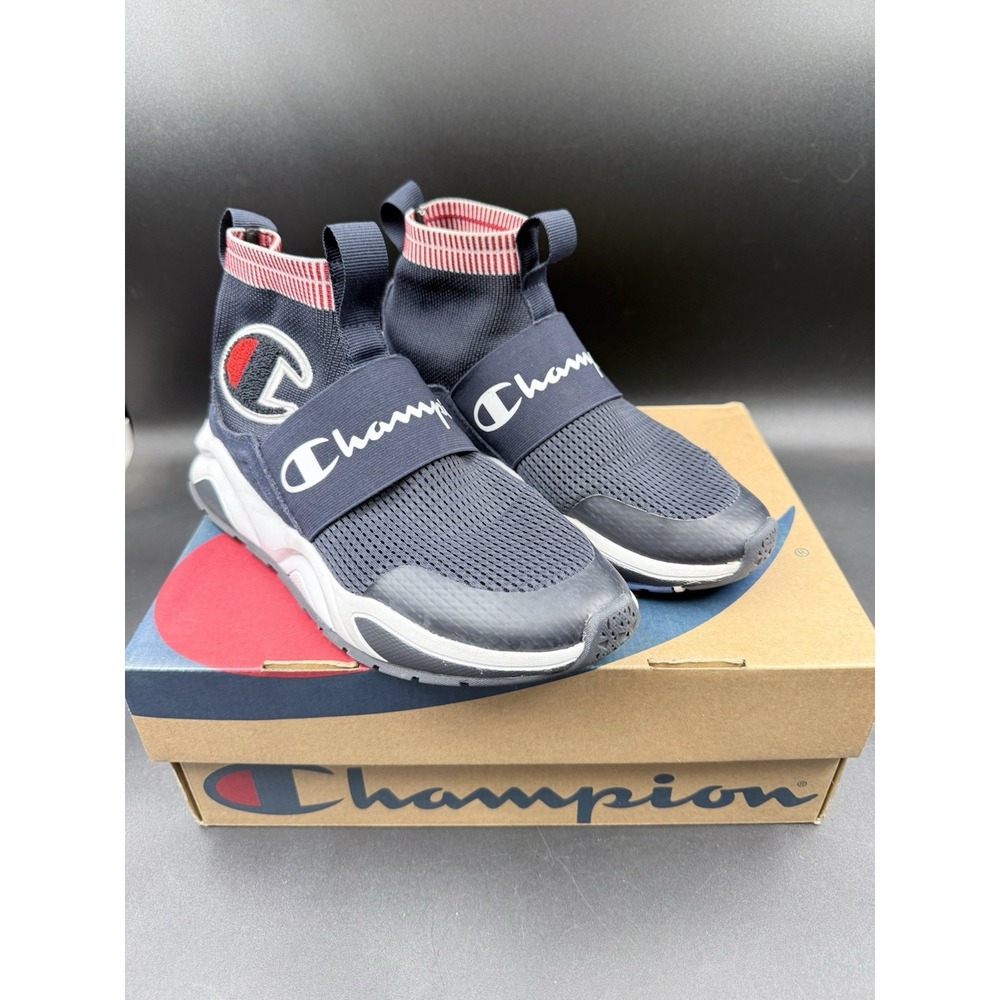 CHAMPION RED, WHITE & BLUE RALLY SOCK-STYLE HIGH TOP SNEAKERS SIZE US 5.5 Youth